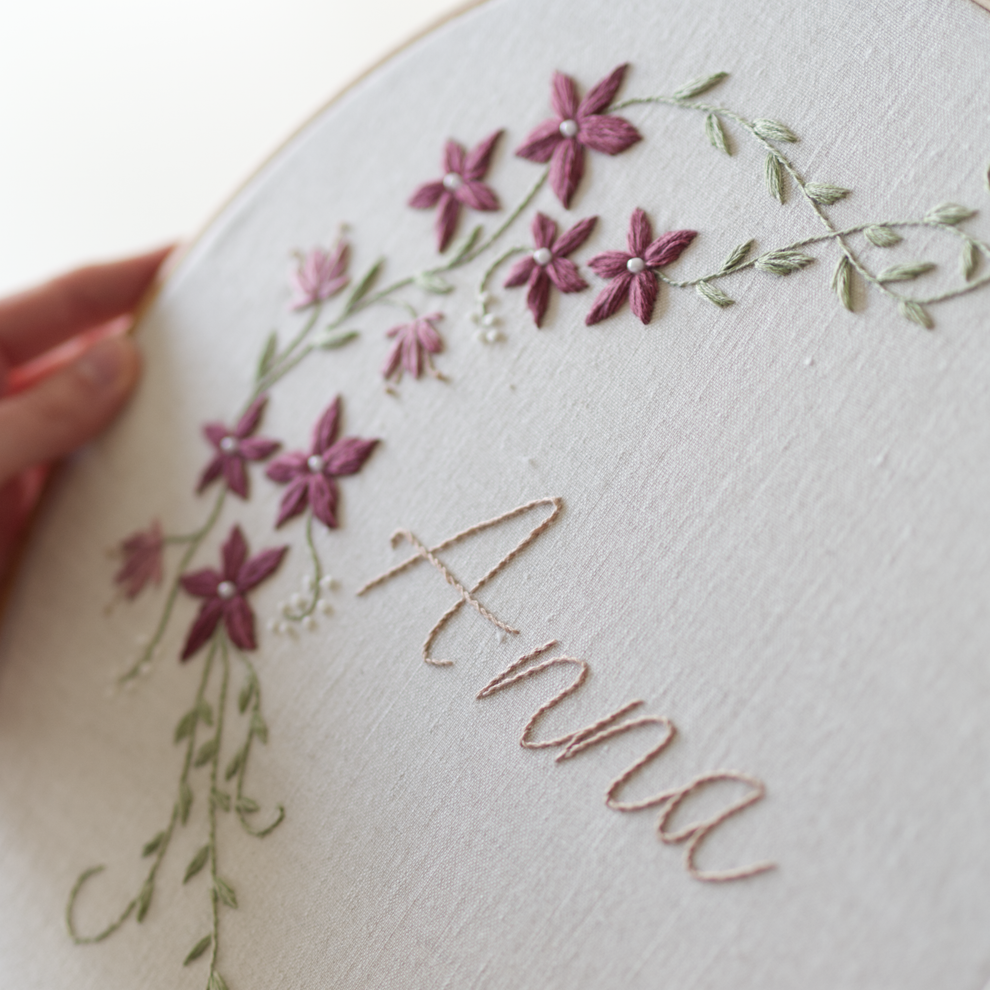 Winter Vine Custom Name Embroidery Pattern – Heather & Co. Patterns